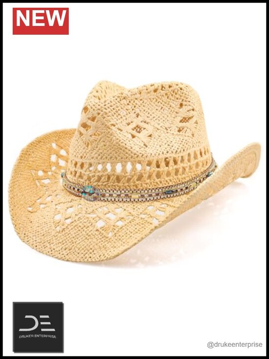 Natural Straw Cowboy Hat with Shapeable Brim for Women Men main image 4